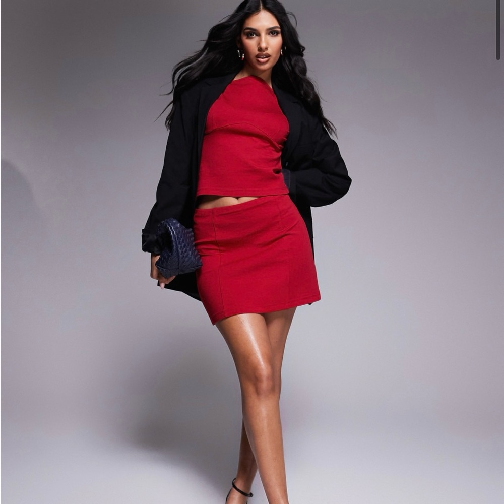 ASOS DESIGN clean A-line mini skirt in red